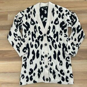 Something Navy Oatmeal Leopard Cardigan Sweater M